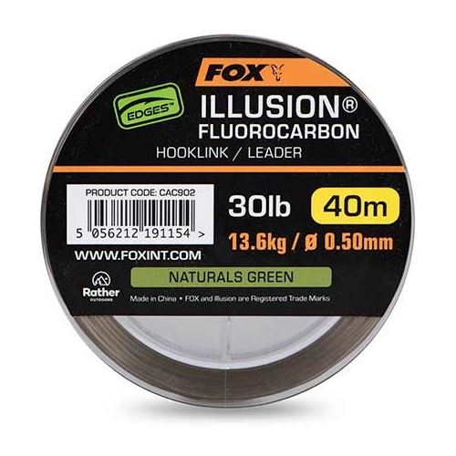 Fox Fluorocarbon Edges Illusion Hooklink/Leader Naturals Green 40 m