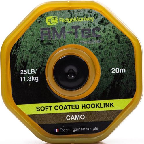 RidgeMonkey Návazcová Šnúrka RM Tec Soft Coated Hooklink 20 m Camou