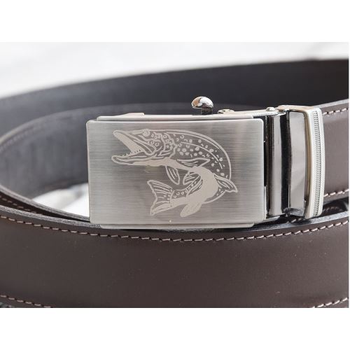 Kožený Spoločenský Opasok Hnedý Šťuka