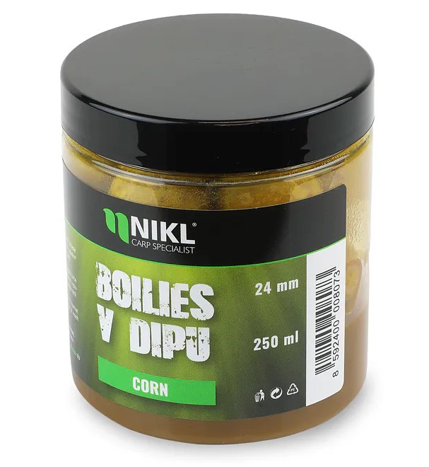 Nikl boilies v dipe corn 250 ml - 24 mm