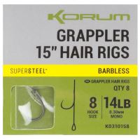 Korum Náväzec Grappler 15” Hair Rigs Barbless 38 cm - Veľkosť Háčika 8 Priemer 0,30 mm Nosnosť 14 lb