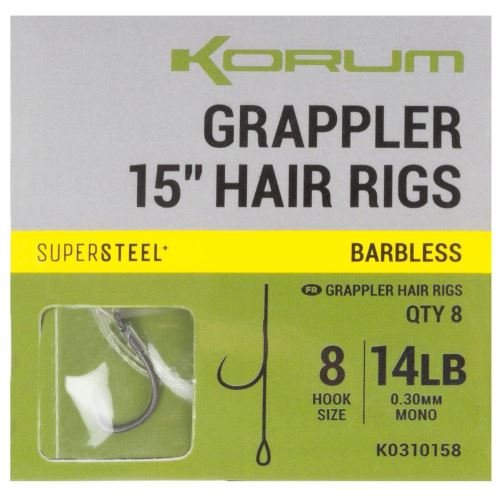 Korum Náväzec Grappler 15” Hair Rigs Barbless 38 cm