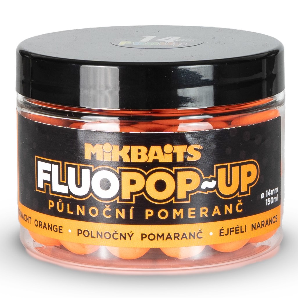 Mikbaits plávajúce boilie fluo polnočný pomaranč 150 ml 14 mm