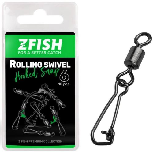 Zfish Obratlík S Karabínkou Rolling Swivel a Hooked Snap 10 ks