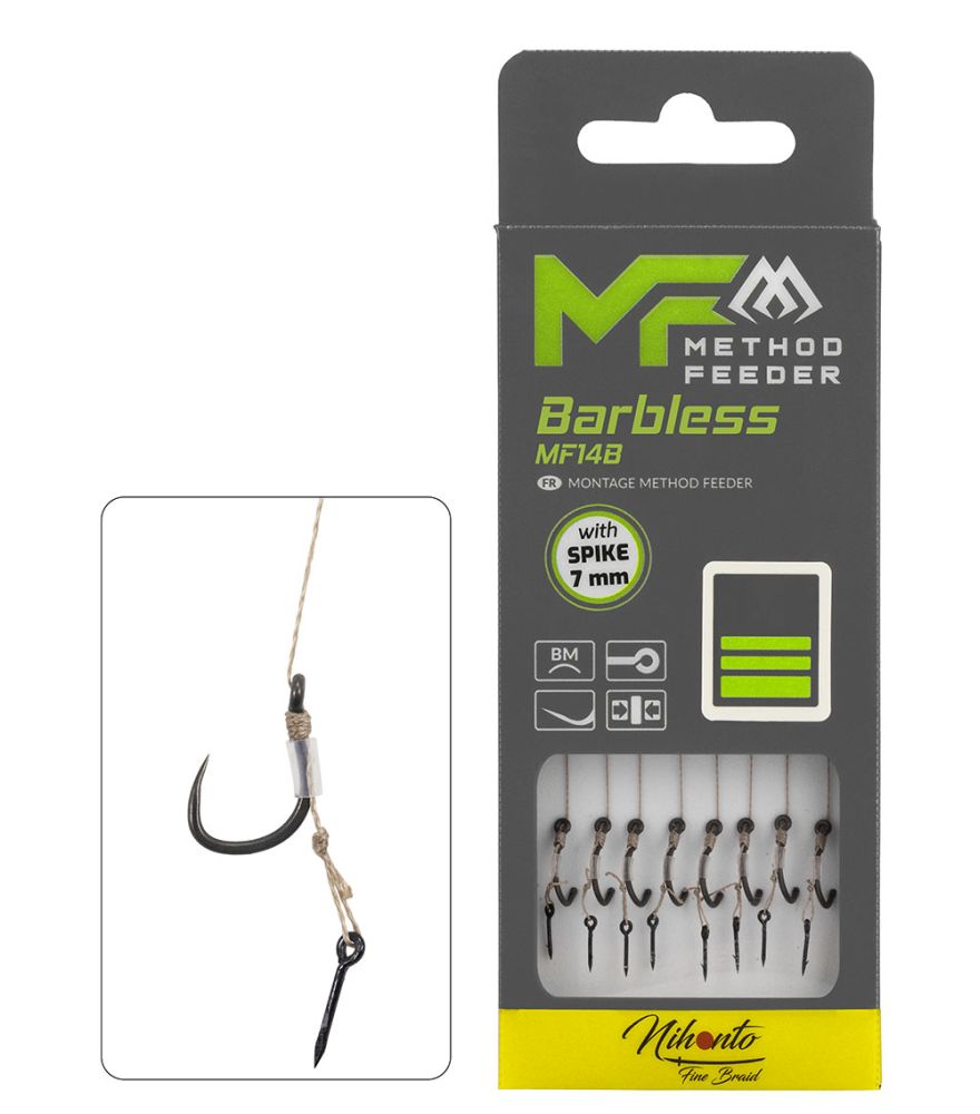 Mikado nadväzec feederový mf14 braided s ihlou barbless 8 ks 10 cm - 0,12 mm veľ. 10