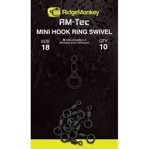 RidgeMonkey Obratlík RM-Tec Mini Hook Ring Swivel 10 ks Veľkosť 18