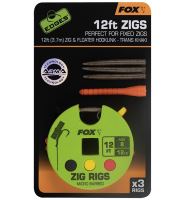 Fox Náväzec Zig Rigs 12 FT 3.7 m 3 ks Háčik 8 Nosnosť 12 lb