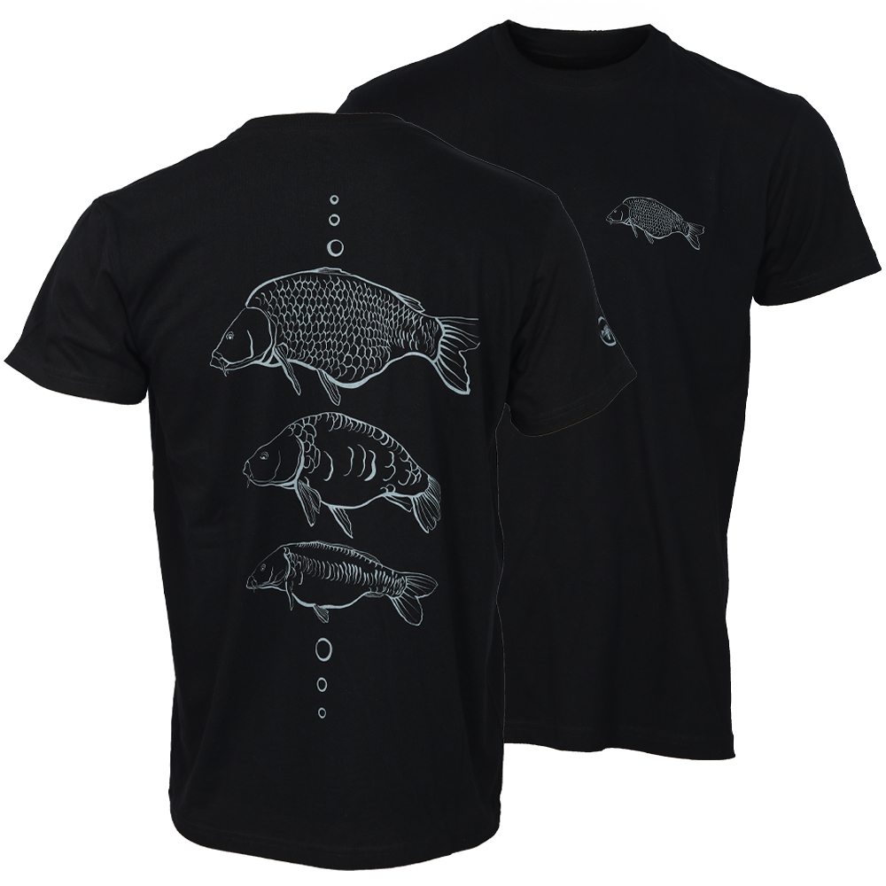 E-shop Giants fishing tričko čierne tri kapri - m