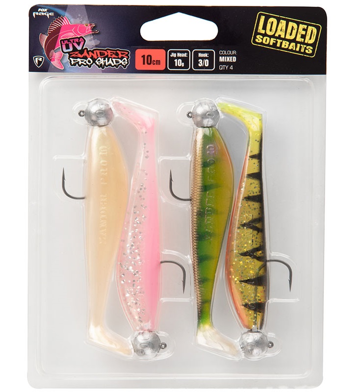 Fox rage gumová nástraha zander pro loaded uv mixed colour packs - 10 cm 10 g