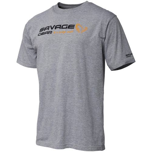 Savage Gear Tričko Signature Logo T Shirt Grey Melange