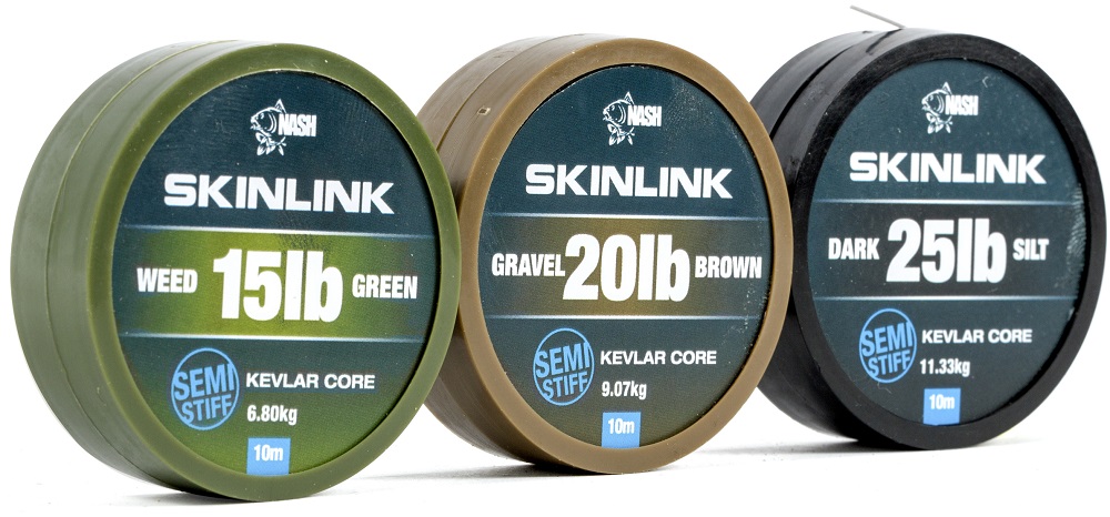 Nash náväzcová šnúrka obalená skinlink semi stiff 10 m weed zelená-priemer 15 lb / nosnosť 6,80 kg