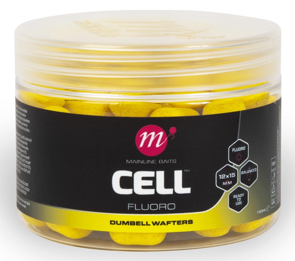 Mainline dumbell fluoro wafters cell 150 ml 12x15 mm - yellow