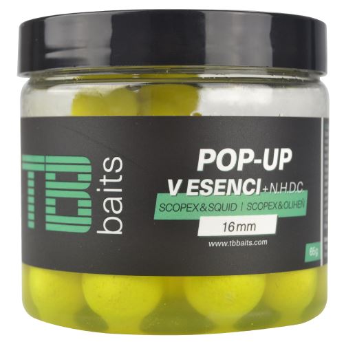 TB Baits Plávajúce Boilie Pop-Up Yellow Scopex Squid + NHDC 65 g 16 mm