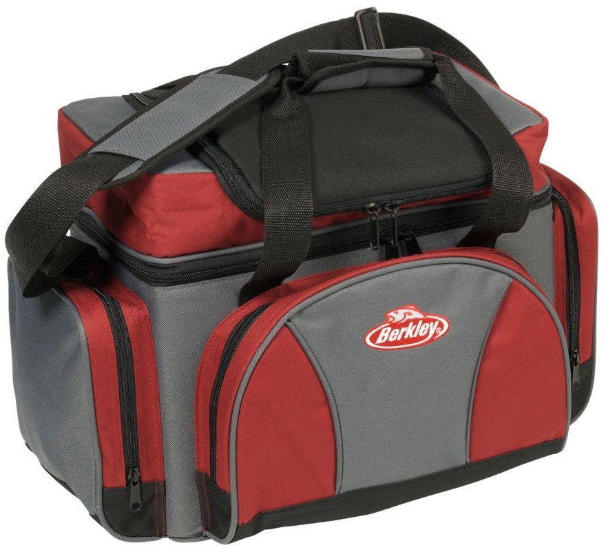 Berkley taška system bag grey red xl + 4 krabičky.
 Materiál: silný 600D nylon Rozmer: 37 x 21,5 x 32 cm (d x š x v)