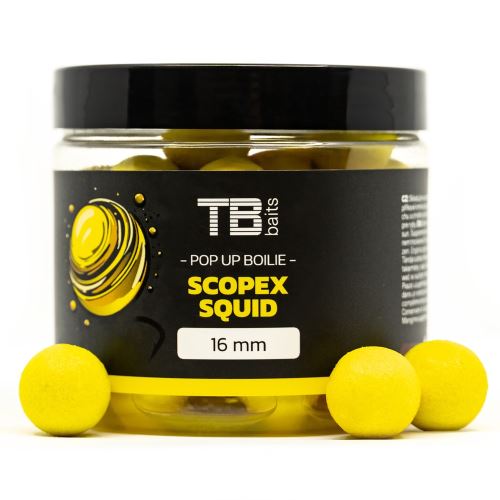 TB Baits Plávajúce Boilie Pop-Up Yellow Scopex Squid + NHDC 65 g 16 mm