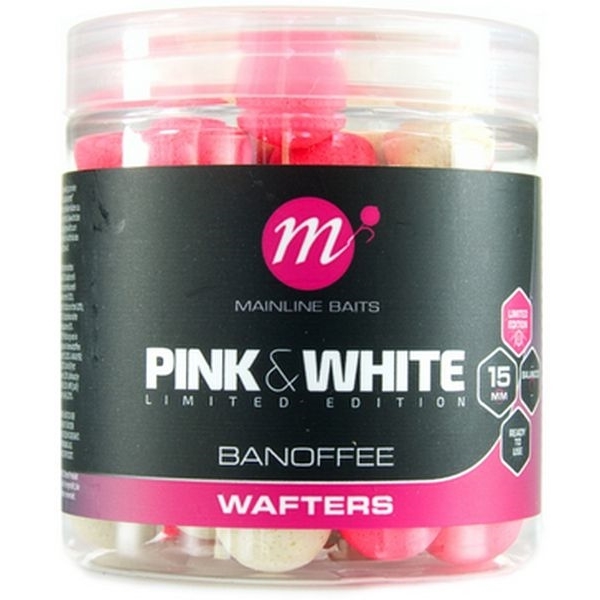 Mainline boilies fluro pink white wafters banoffee 15 mm