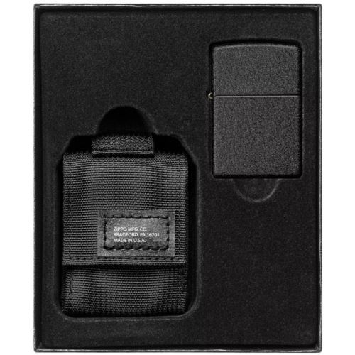 Zippo Sada Taktické Púzdro Čierne + Zippo Zapaľovač 26075 Black Crackle