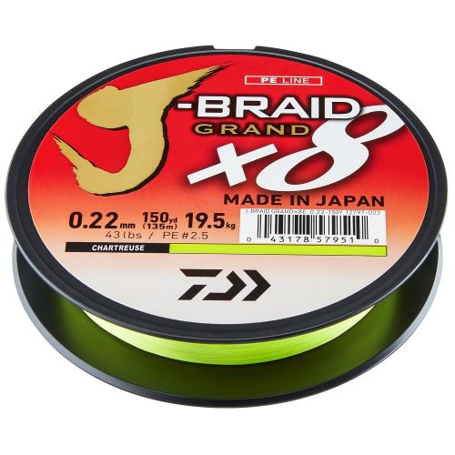 Daiwa Splietaná Šnúra J-Braid Grand X8E Chartreuse 270 m