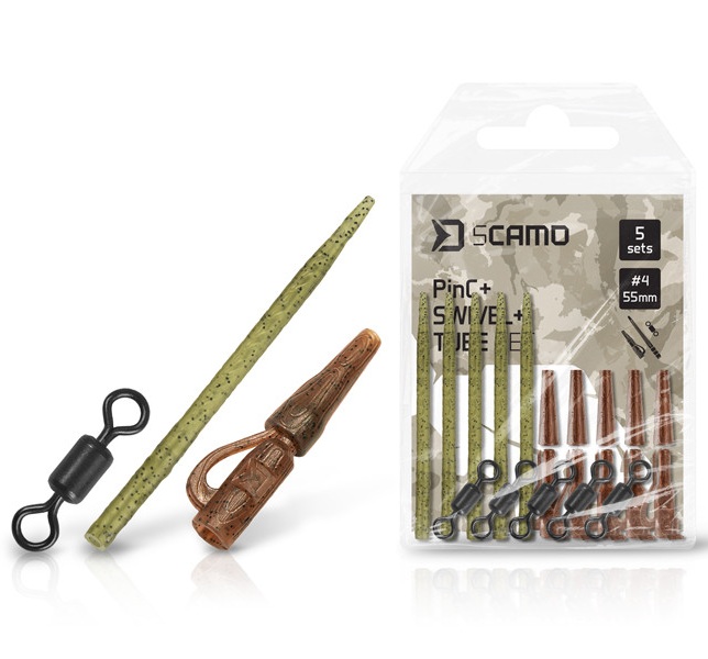 E-shop Delphin set závesky a prevleky na obratlíky camo pink + swivel #4 + tube 5 ks