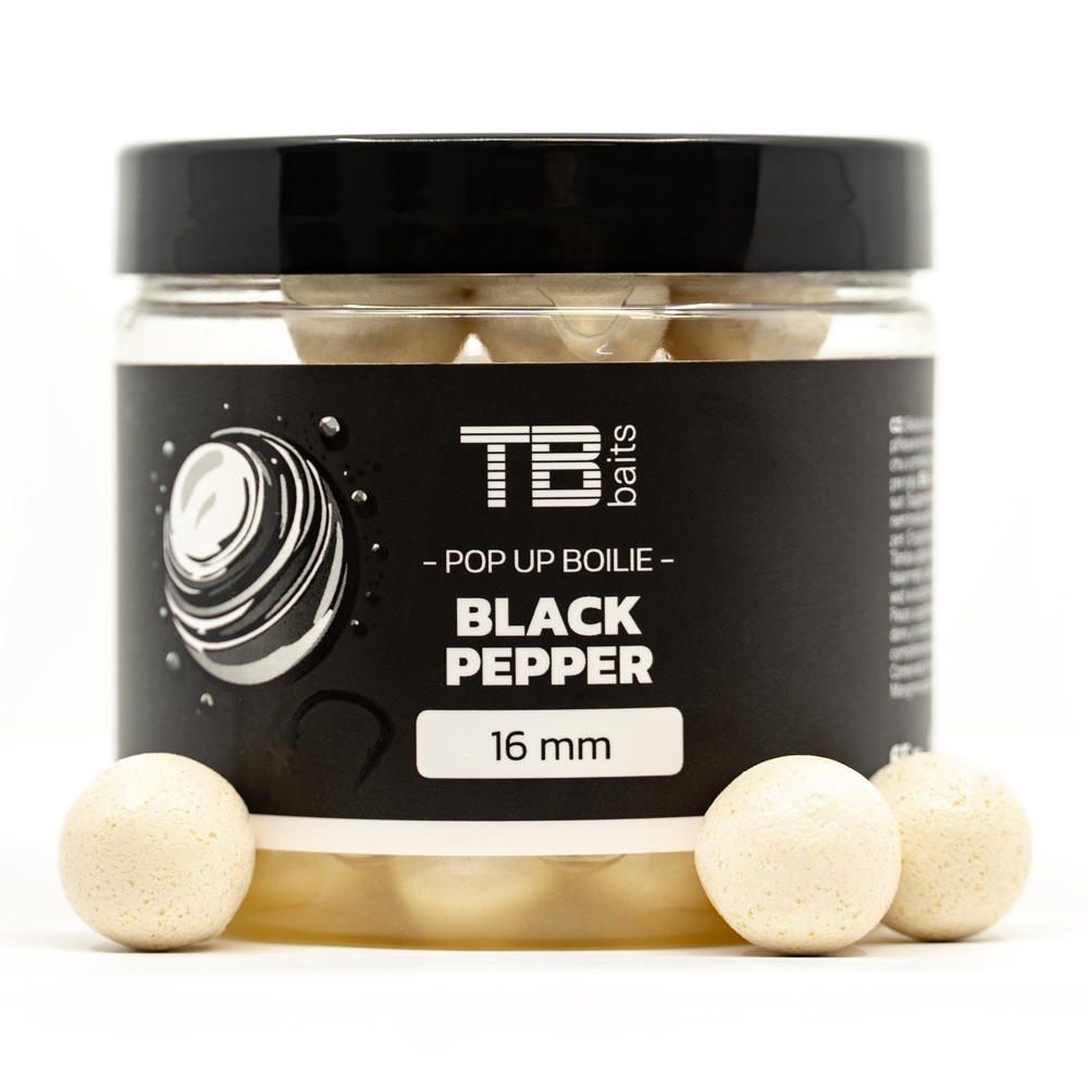 E-shop Tb baits plávajúce boilie pop-up white black pepper + nhdc 65 g-12 mm