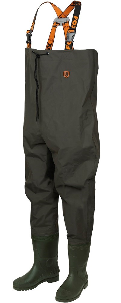 Fox prsačky lightweight green waders-veľkosť 8.
 
 Odolné PVC topánky
 
 texturovaná podrážka
 
 Nastaviteľné, elastické popruhy
 
 rýchloupínacie spony
 
 Sťahovacia šnúrka na hrudi
 
 Veľké vnútorné vrecko na hrudi
 
 60% Polyvinylchlorid, 40% Nylon Taslon.