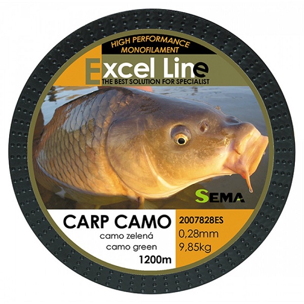 Sema vlasec carp camo zelená 1200 m-priemer 0,28 mm / nosnosť 9,85 kg