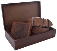 Mercucio Darčekový Set Hnedá Pánska Peňaženka A Pánsky Opasok