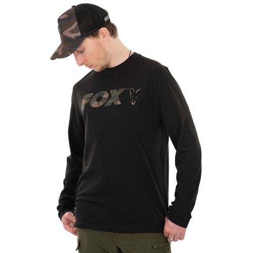 Fox Tričko Long Sleeve Black Camo T Shirt