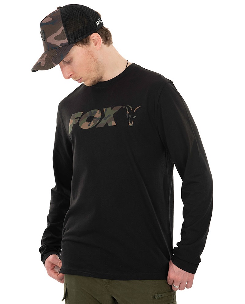 Fox tričko long sleeve black camo t shirt - xxxl