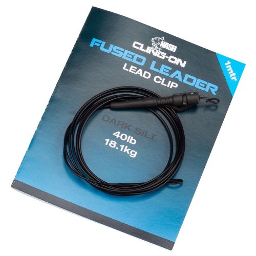 Nash Montáž Cling-On Fused Lead Clip Leader 40lb Silt 1 m