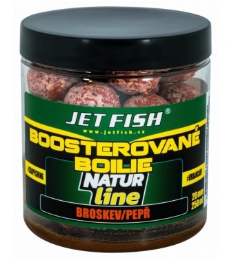 Jet fish boostrované boilie natur line broskyňa korenie 250 ml 20 mm
