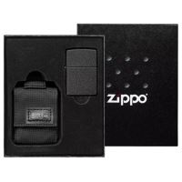 Zippo Sada Taktické Púzdro Čierne + Zippo Zapaľovač 26075 Black Crackle (1)