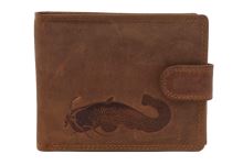 Mercucio Rybársky Darčekový Set Sumec - Pánska Peňaženka a Kožený Opasok Tmavý Hladký (5)