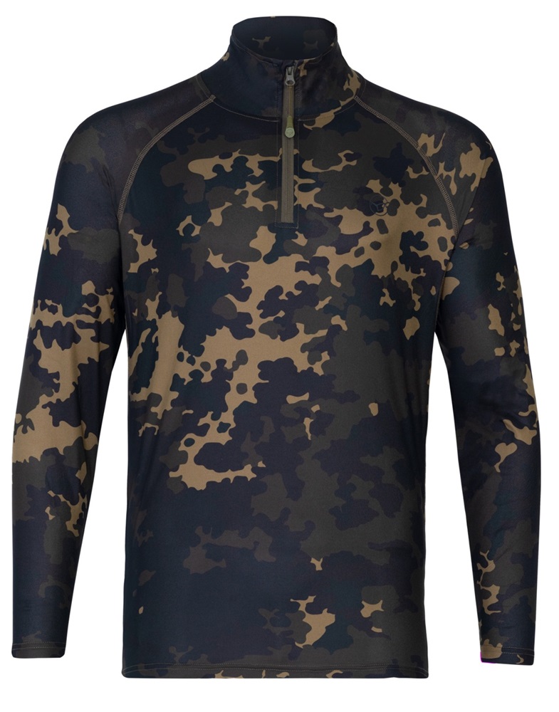E-shop Korda tričko kool upf zip jersey dark kamo - m