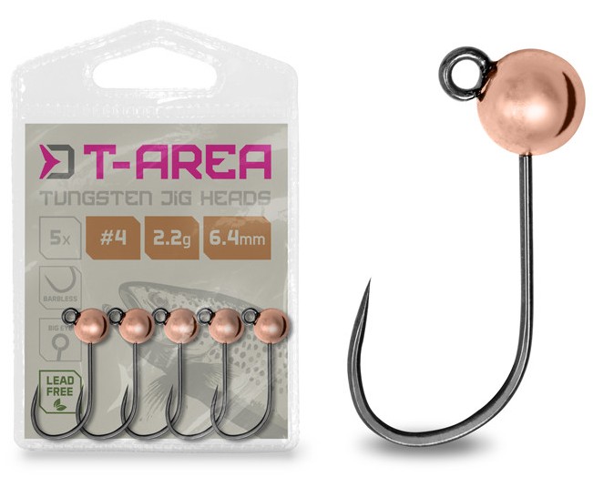 Delphin jigová hlavička t-area bl wolframový jig medený 5 ksks - #4 / 2,2 g / 6,4 mm
