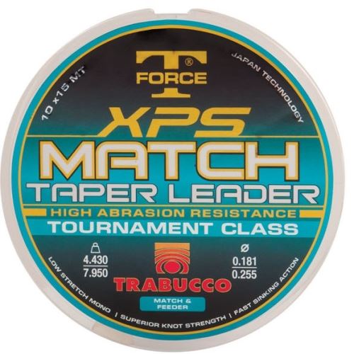 Trabucco Zužovaný Vlasec TF XPS Match Taper Leader 10x15 m Číry