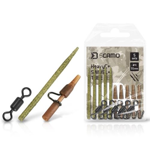 Delphin Set Závesky a Prevleky na Obratlíky CAMO Heavy C + Swivel #4 + Tube 5 ks