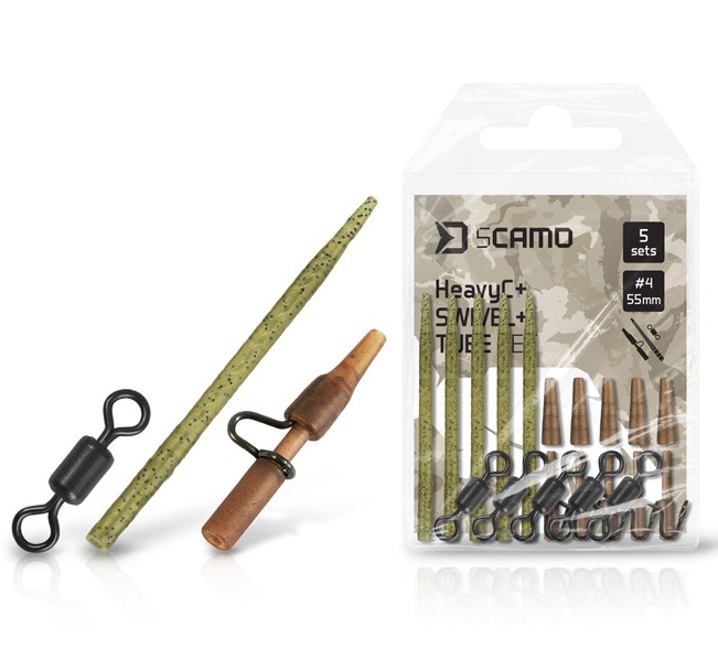 E-shop Delphin set závesky a prevleky na obratlíky camo heavy c + swivel #4 + tube 5 ks