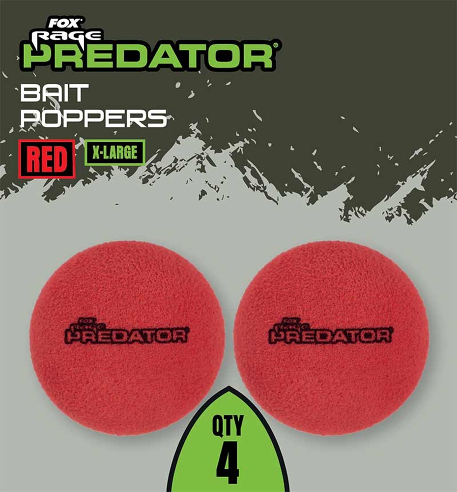 Fox rage predator plávajúca pena bait poppers 4 ks - červená x-large