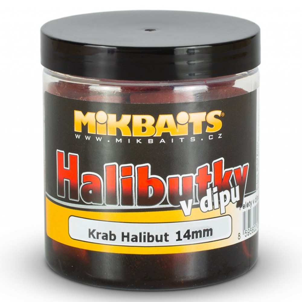 Mikbaits pelety halibutky v dipe 14 mm 250 ml - krab halibut