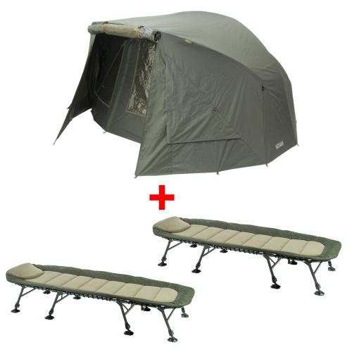Mivardi Bivak New Dynasty XL + Prehoz + 2x Lehátko Comfort XL8