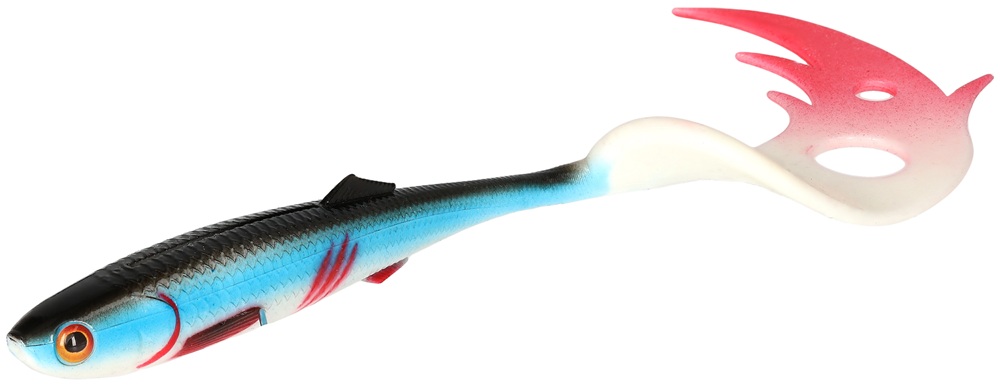 Mikado gumová nástraha sicario pike tail bleeding blue balenie - 18 cm 29 g 2 ks