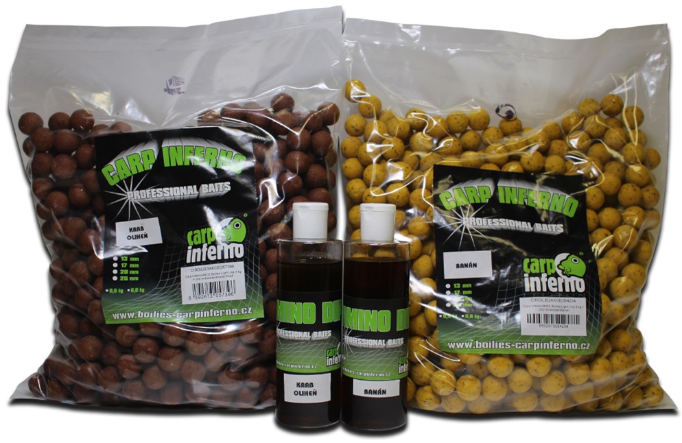 Carp inferno boilies light line 3 kg + 250 ml booster - krab oliheň