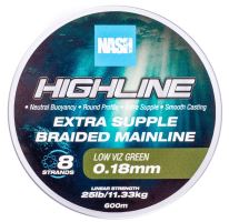 Nash Splietaná šnúra Highline Extra Supple Braid Green 600 m - 0,18 mm 11,3 kg