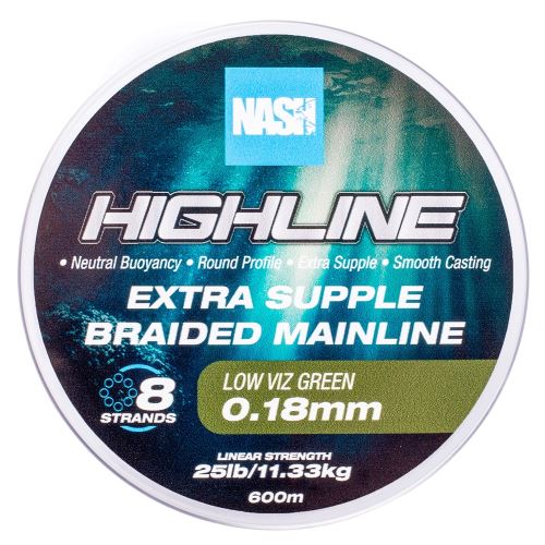 Nash Splietaná Šnúra Highline Extra Supple Braid Green 600 m