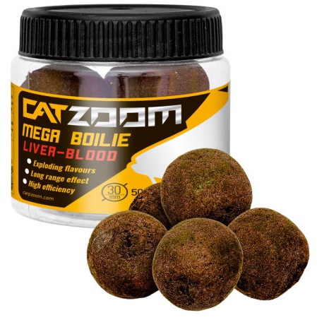 Carp zoom catzoom mega boilie 50 g 30 mm - pečeň krv