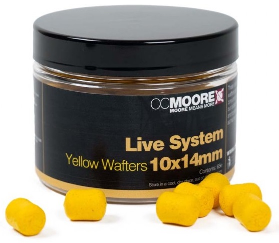 Cc moore vyvážené boilie dumbell wafters live system yellow 10x14 mm 65 ks