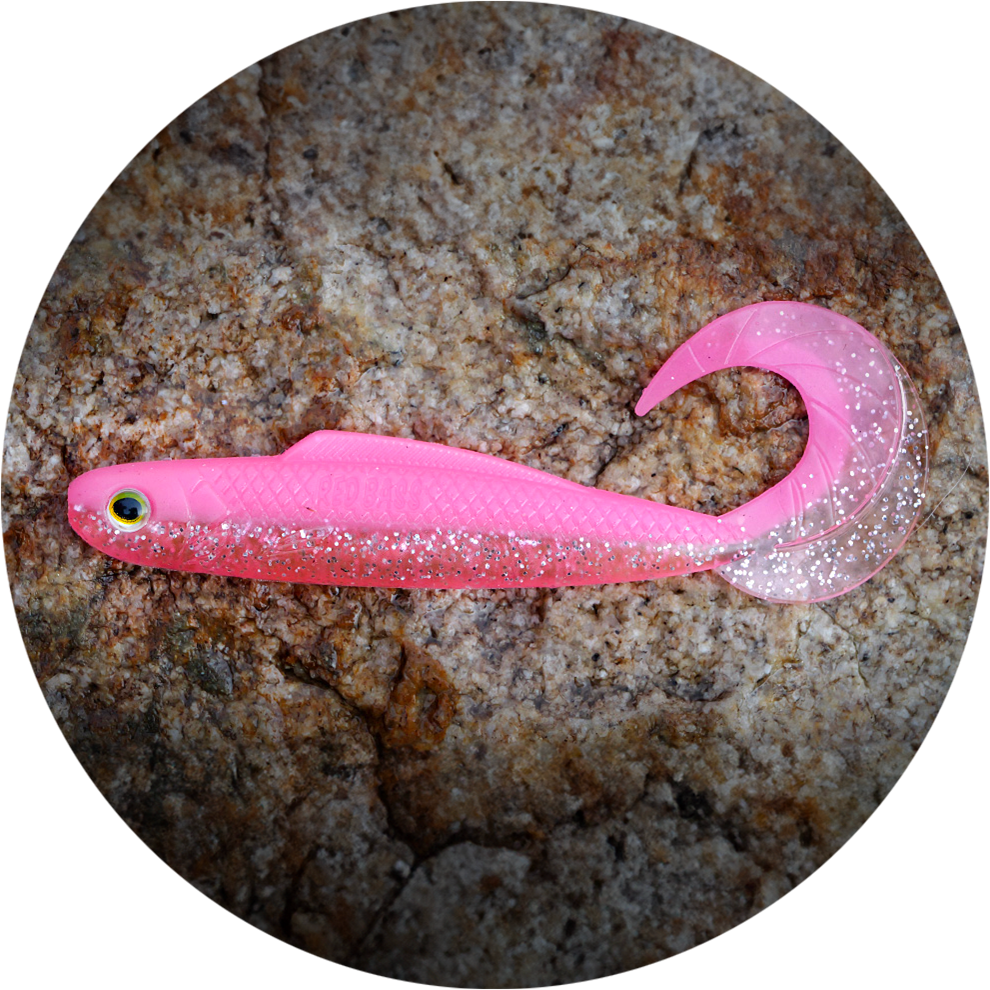 Redbass gumová nástraha twister kixter pink g uv - l 100 mm