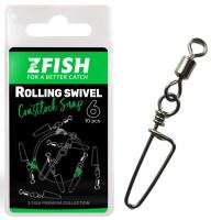 Zfish Obratlík s Karabínou Rolling Swivel & Coastlock Snap 10 ks - Veľkosť 10 Nosnosť 20 kg
