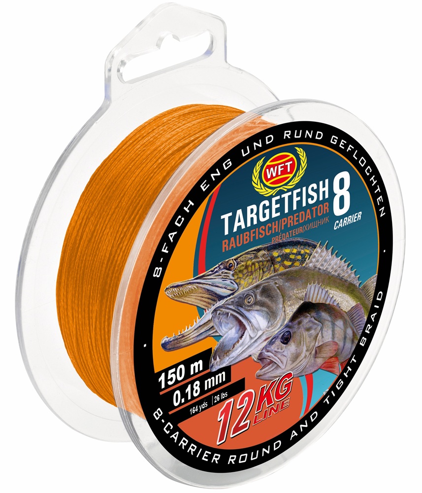 E-shop Wft splietaná šnúra tf8 raubfisch predator oranžová 150 m - 0,22 mm 20 kg